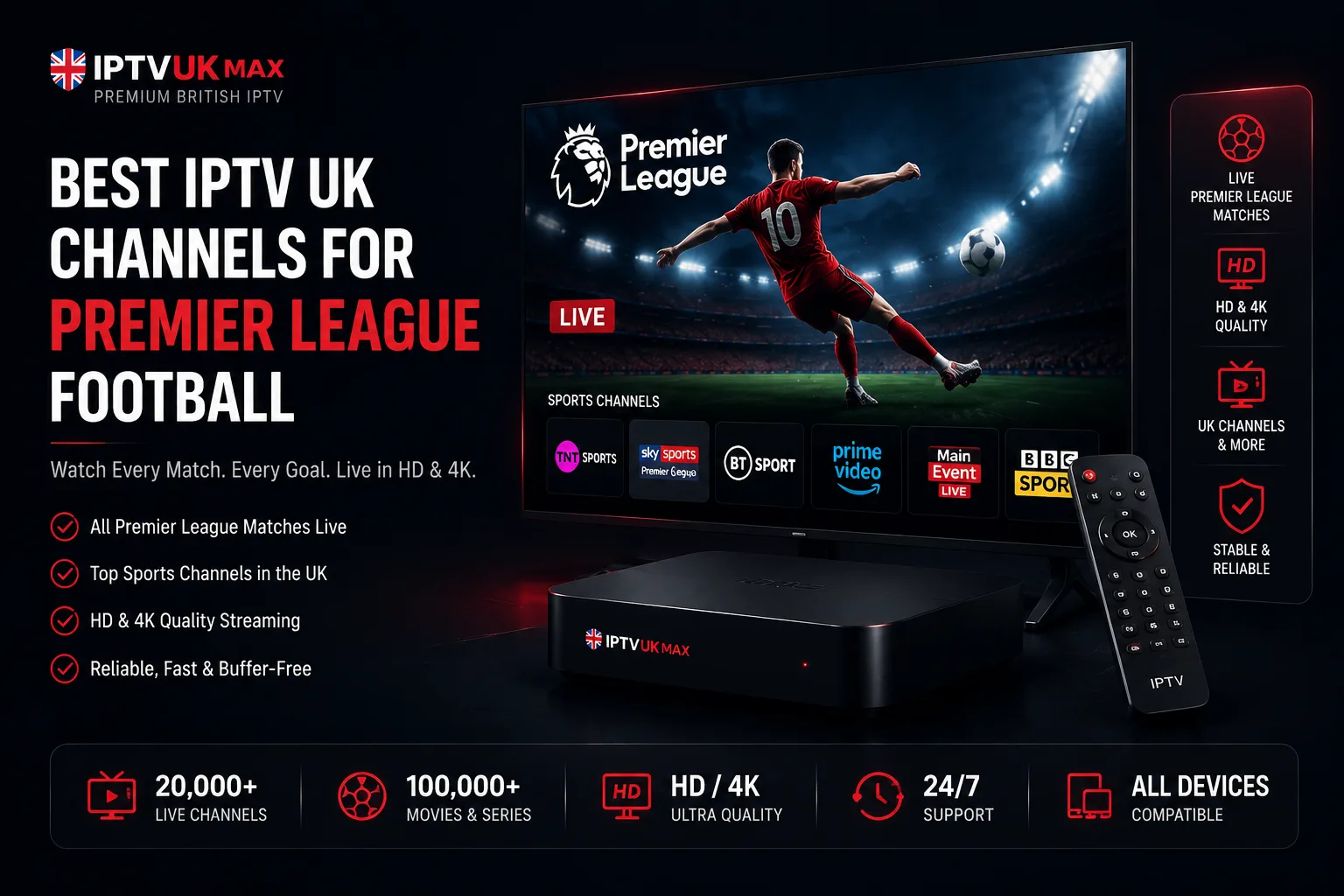Best IPTV UK Channels for Premier League Football in 2026 — IPTV UK guide by IPTVUKmax